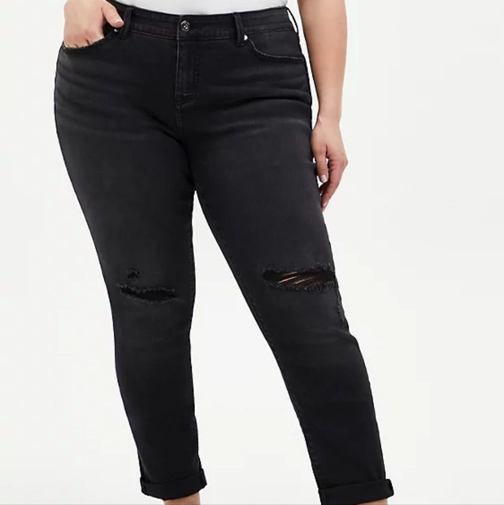 BOYFRIEND STRAIGHT VINTAGE STRETCH MID-RISE JEAN sz 16 T